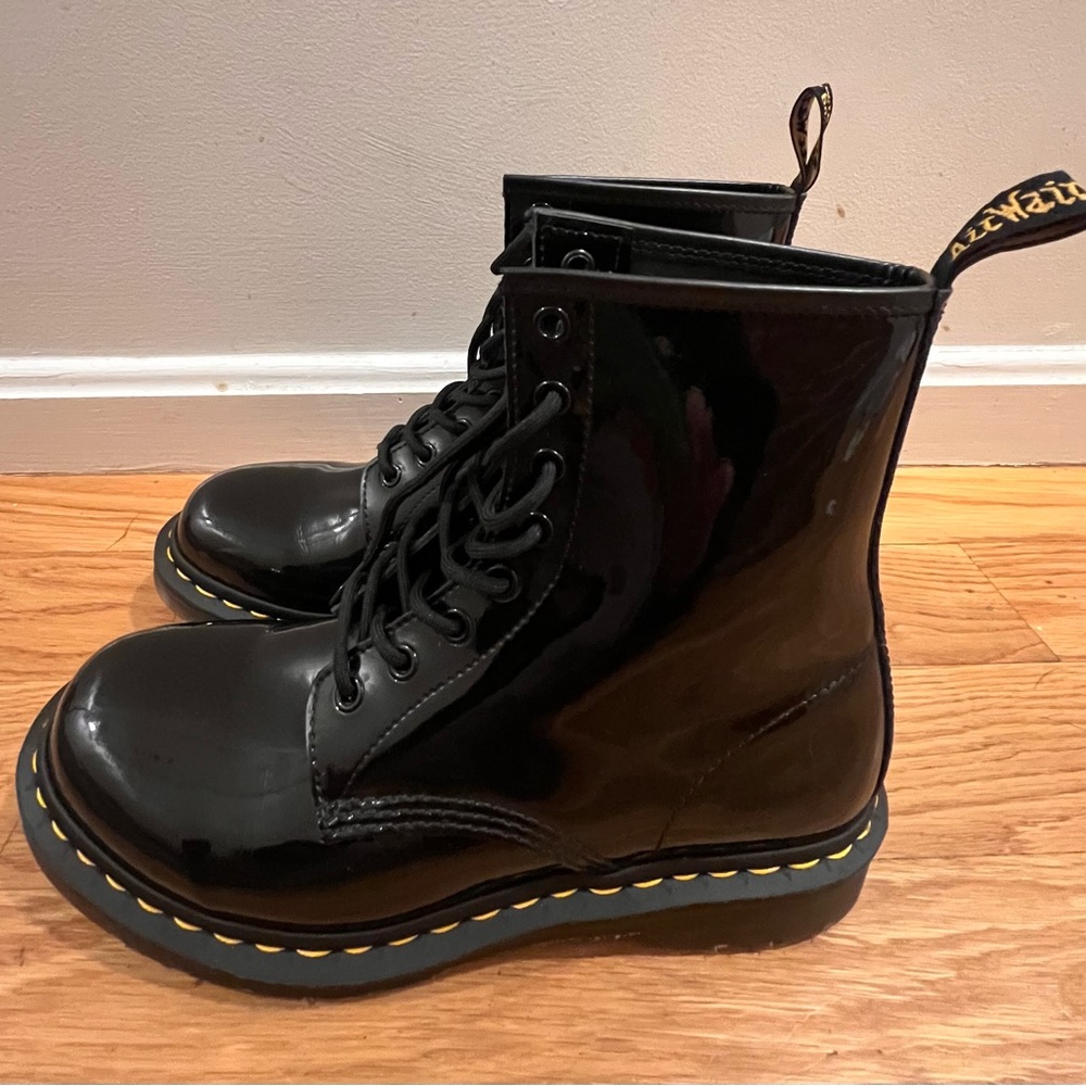 Doc Marten black patent leather combat boots Women’s Size 9